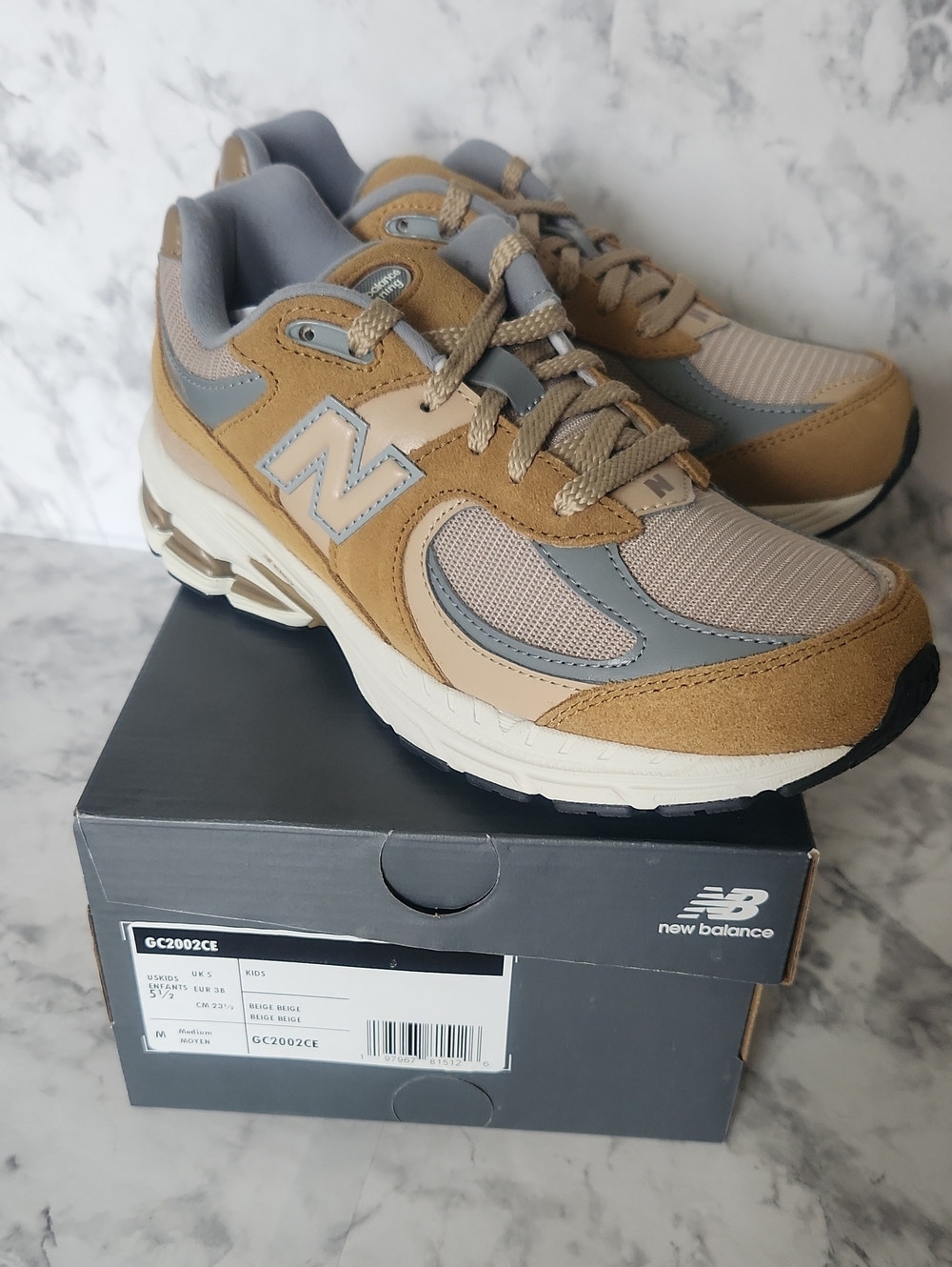 New Balance Youth/women Tan and Gray Athletic Sneakers